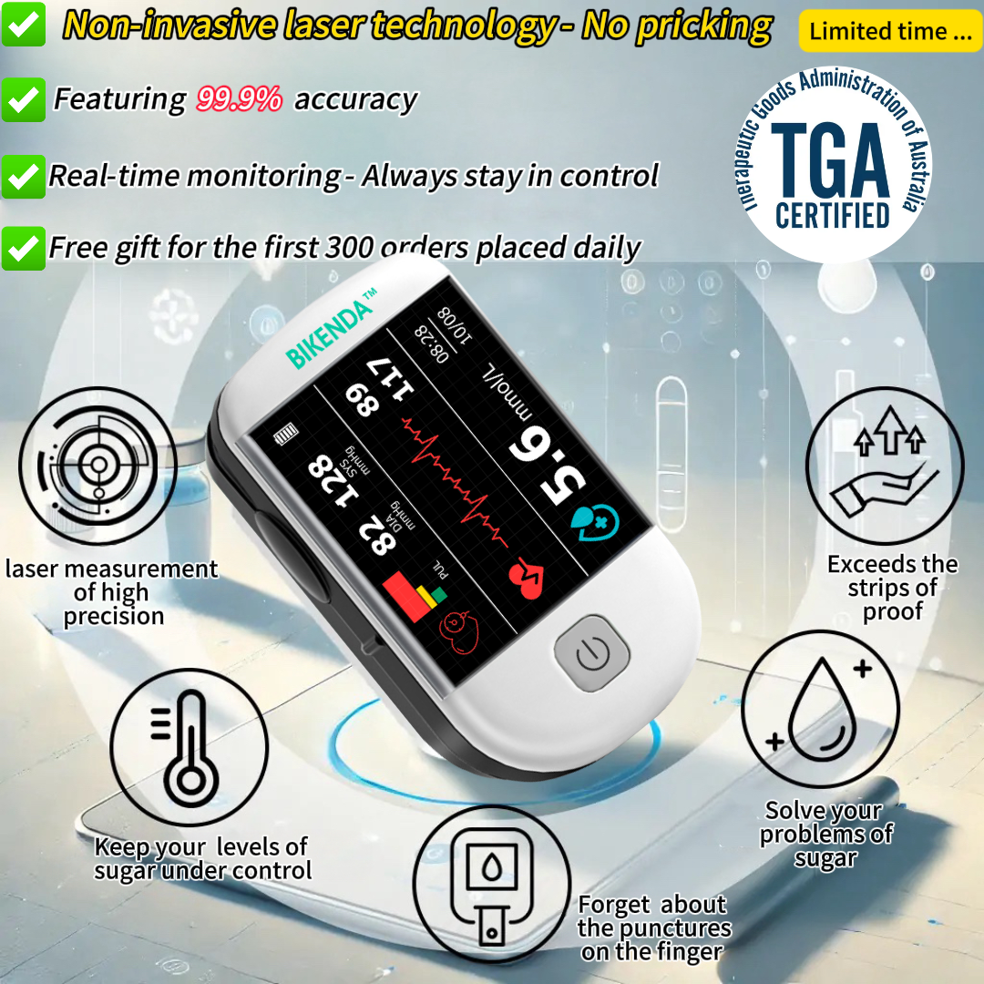 【OFFICIAL STORE】Bikenda™ Next-Generation Intelligent Multifunctional Non-Invasive Laser Blood Glucose Meter [99.9% Accuracy]