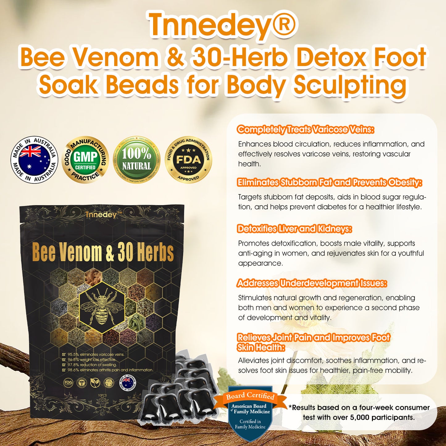 Last day to get 70% OFF: Tnnedey® Bee Venom & 30-Herb Detox Foot Soak Beads for Body Sculpting- Recommended by the Australia Lymphatic Academy (ALA) 🧀